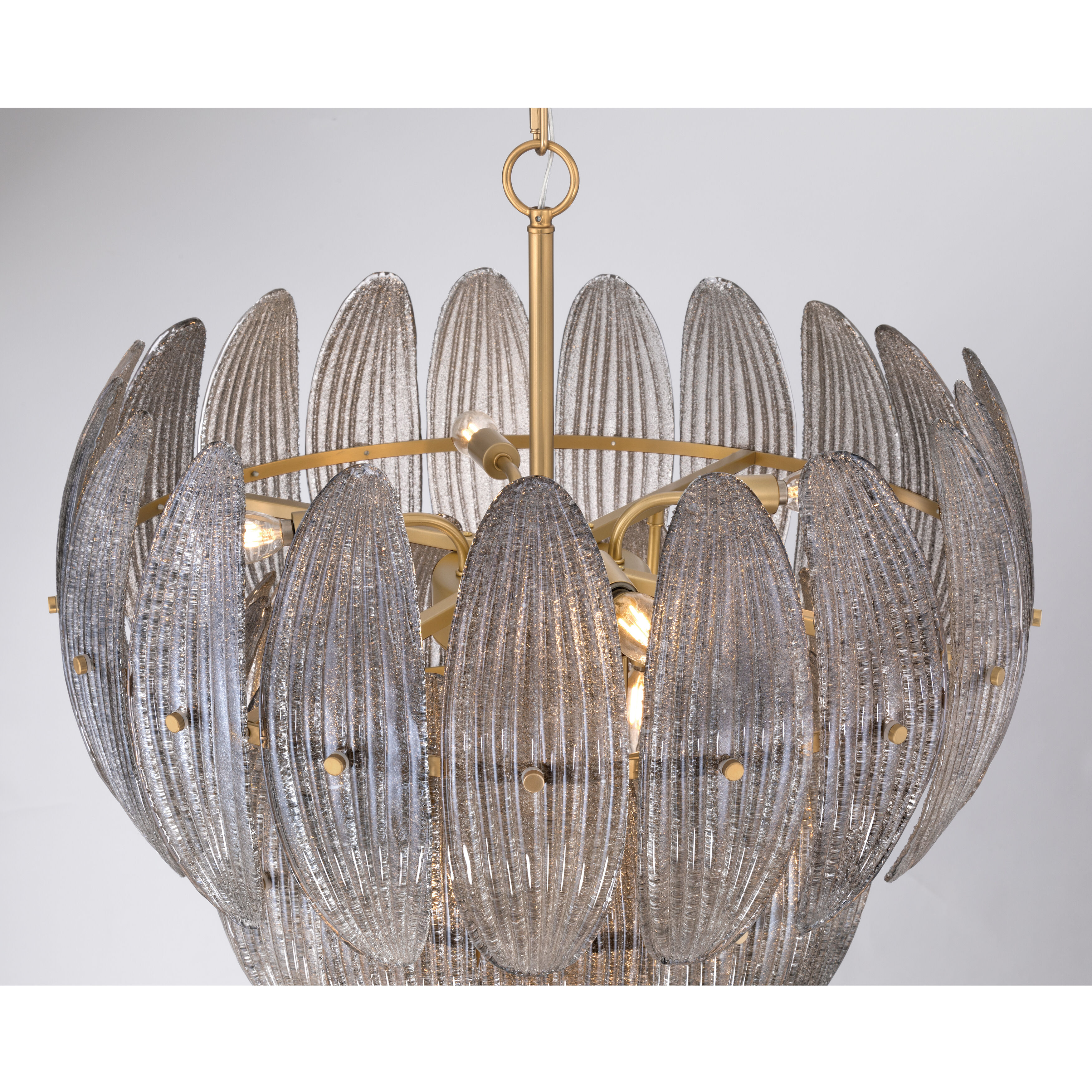 Marclaire 11 Light 26.5 inch Legacy Brass Pendant Ceiling Light in Grey Textured Handmade Glass