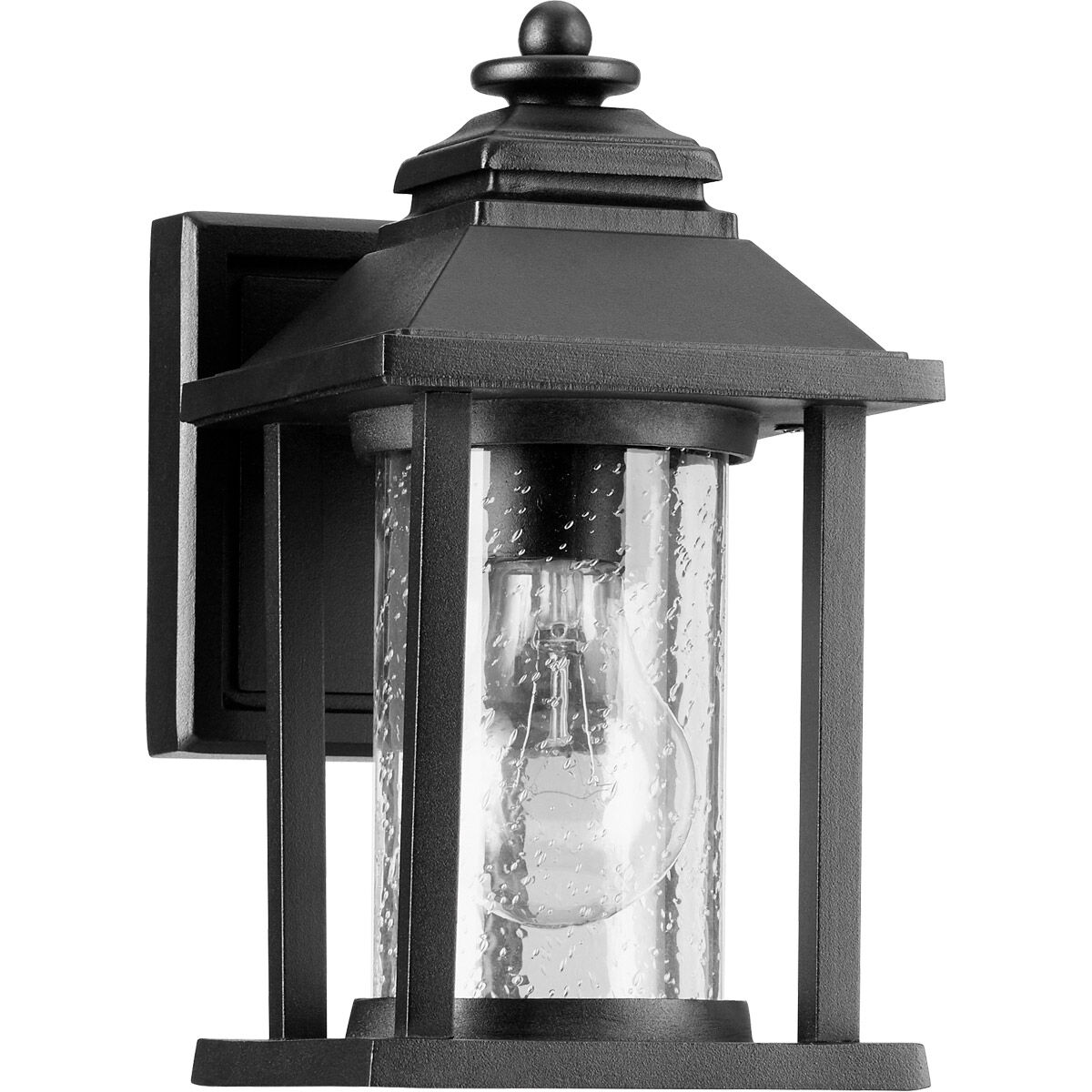 Crusoe 1 Light 9 inch Noir Outdoor Wall Lantern, Clear Seeded