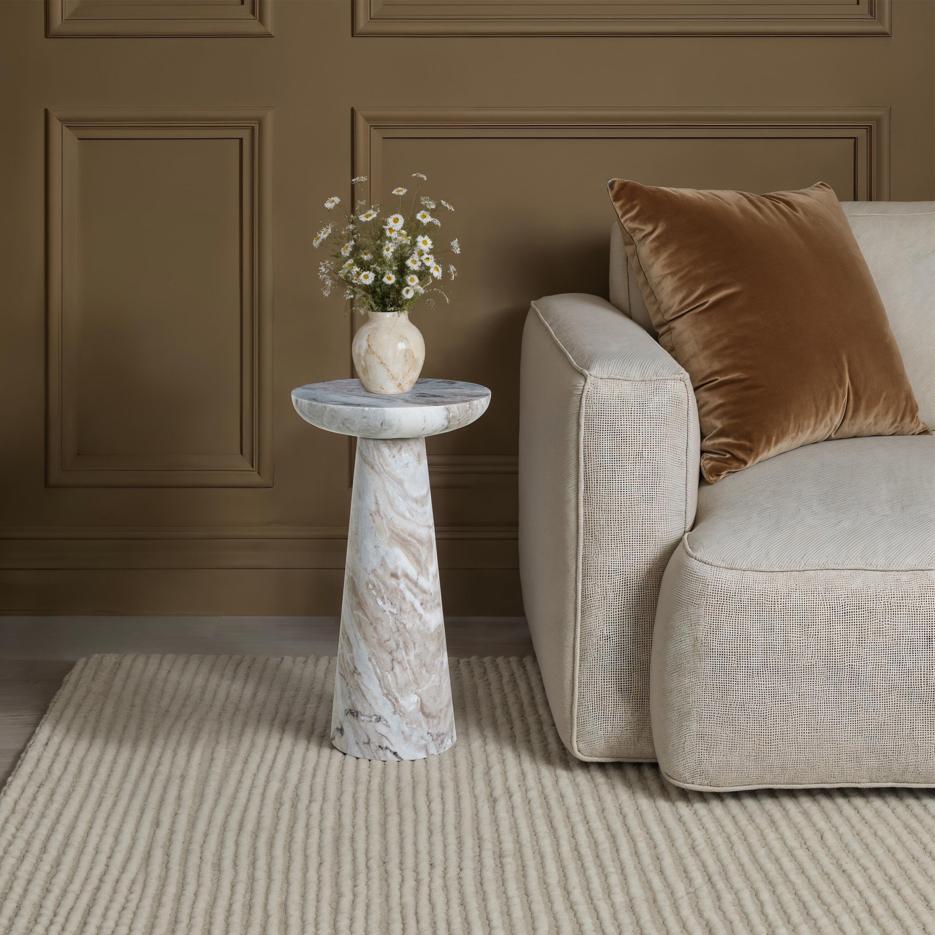 Mercura 18 X 10 inch Brown Marble Side Table