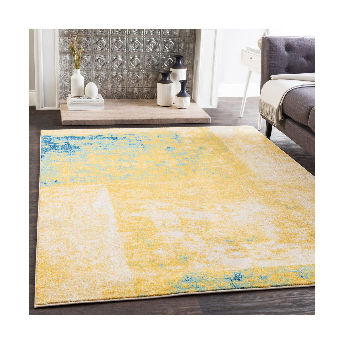 Harput 87 X 31 inch Saffron/Teal/Dark Blue/White Rugs, Runner
