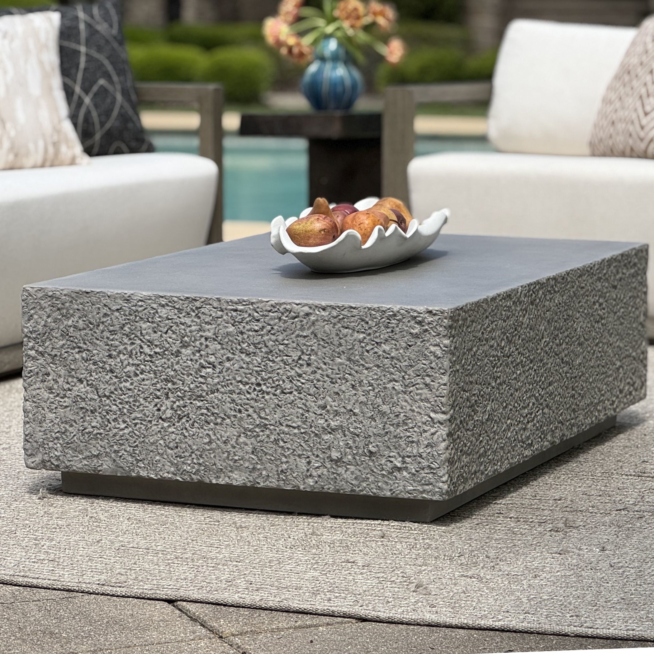 Hesston 48 X 15 inch Concrete Outdoor Coffee Table