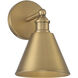 Farmhouse 1 Light 6.75 inch Natural Brass Wall Sconce Wall Light