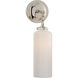Thomas O'Brien Katie3 1 Light 5.25 inch Polished Nickel Cylinder Bath Sconce Wall Light in White Glass, Small