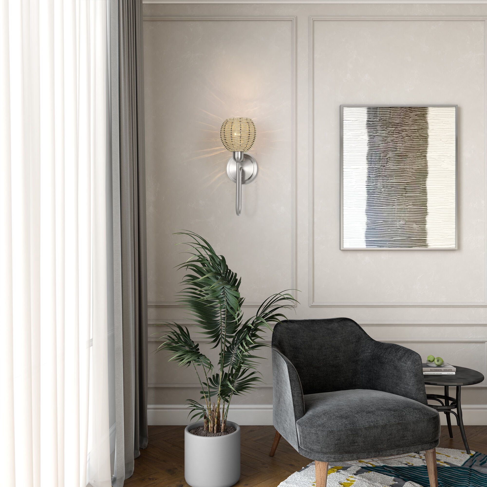 Summervine Wall Sconce Wall Light in Brushed Nickel, Single