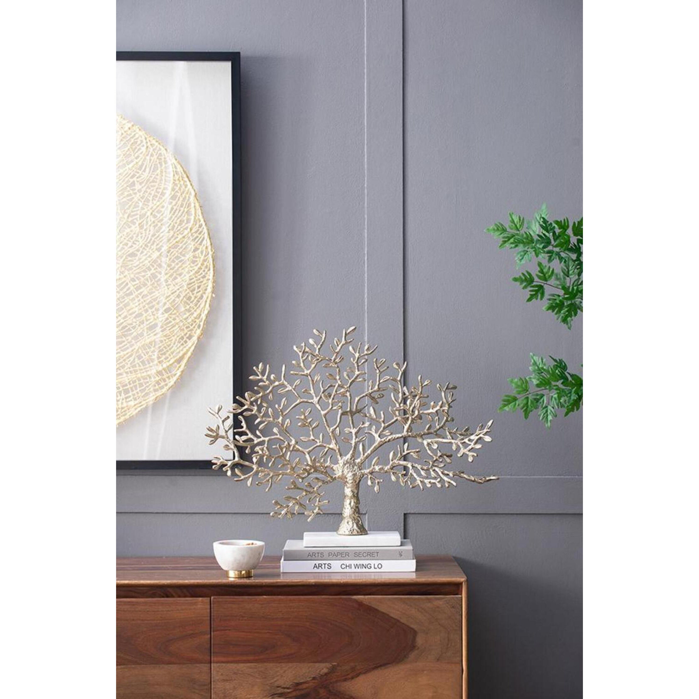 Anita Gold Finished Aluminum with White Marble Base Décor