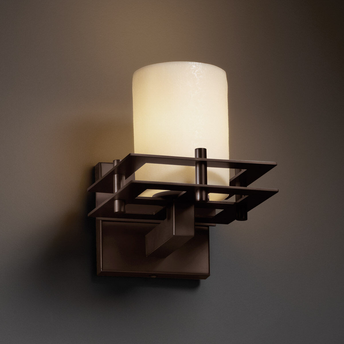Metropolis Wall Sconce Wall Light in Dark Bronze, Cream (CandleAria), Cylinder with Flat Rim, Incandescent