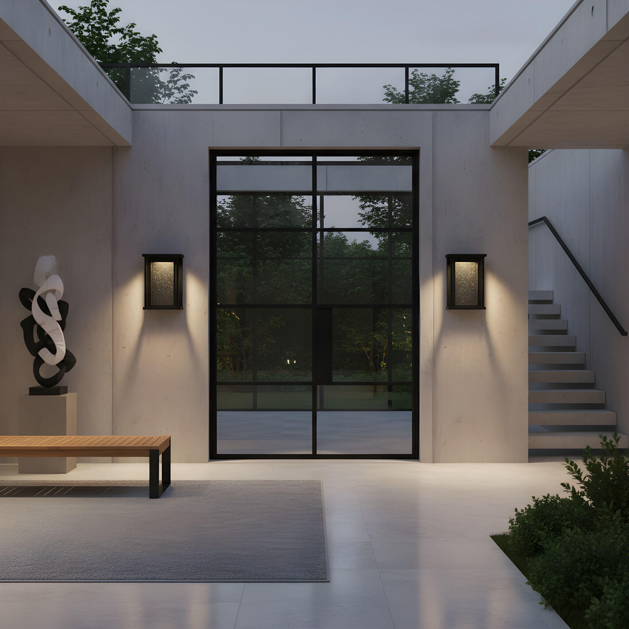 Faywood LED 10.5 inch Textured Black Outdoor Wall Lantern, Small