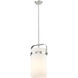 Pilaster 1 Light 9.38 inch Satin Nickel Mini Pendant Ceiling Light in Matte White Glass