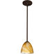 Vila 1 Light Bronze Stem Pendant Ceiling Light in Incandescent, Honey Glass