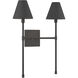 Jefferson 2 Light 16 inch Matte Black Wall Sconce Wall Light