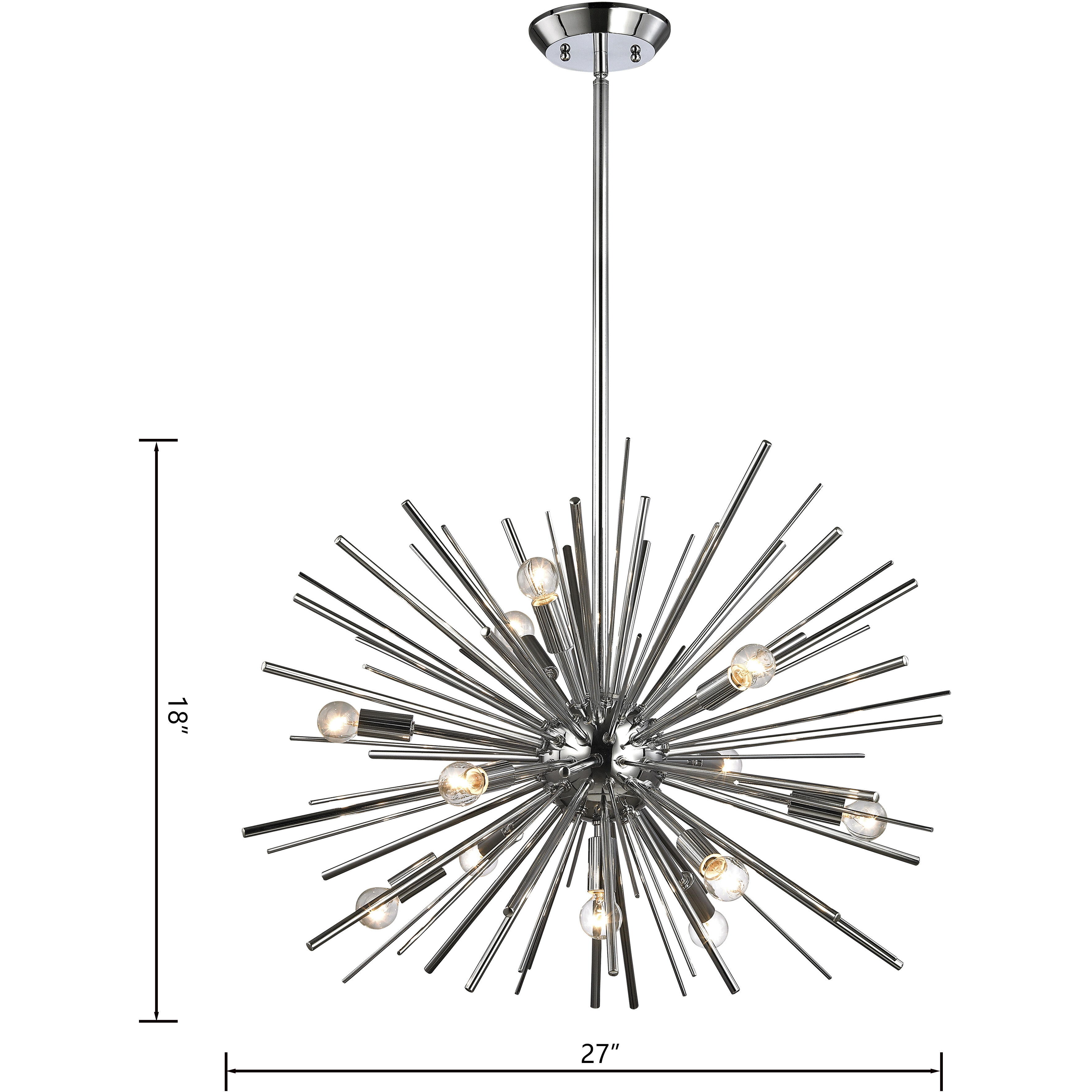 Starburst 12 Light 27 inch Polished Chrome with Clear Chandelier Ceiling Light