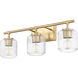 Landon 3 Light 24 inch Modern Gold Vanity Wall Light
