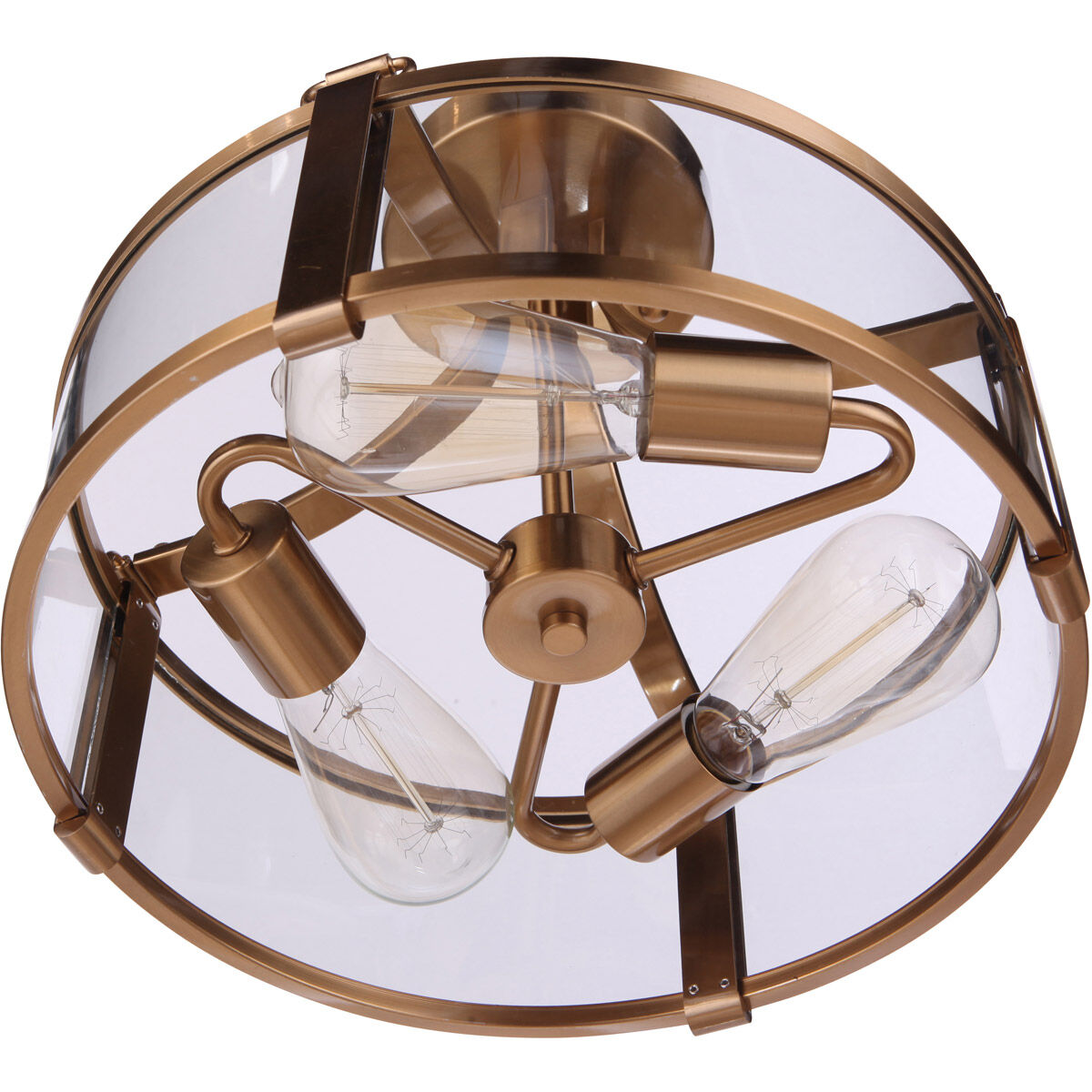 Elliot 3 Light 13 inch Satin Brass Semi Flush Ceiling Light