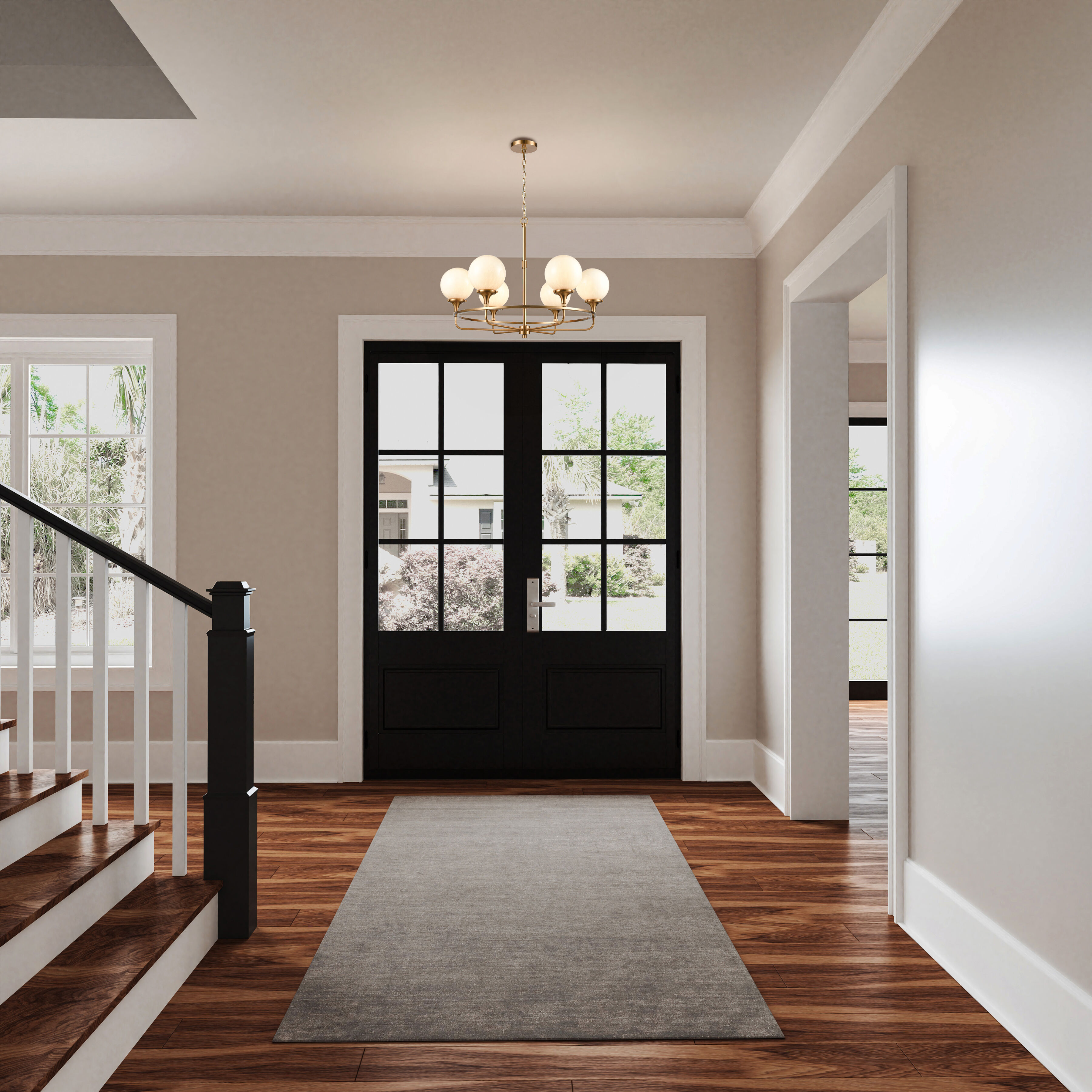 Beverly Hills 6 Light 30 inch Satin Brass Chandelier Ceiling Light