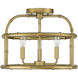 Shabby Chic 3 Light 16 inch Burnished Brass Semi-Flush Ceiling Light