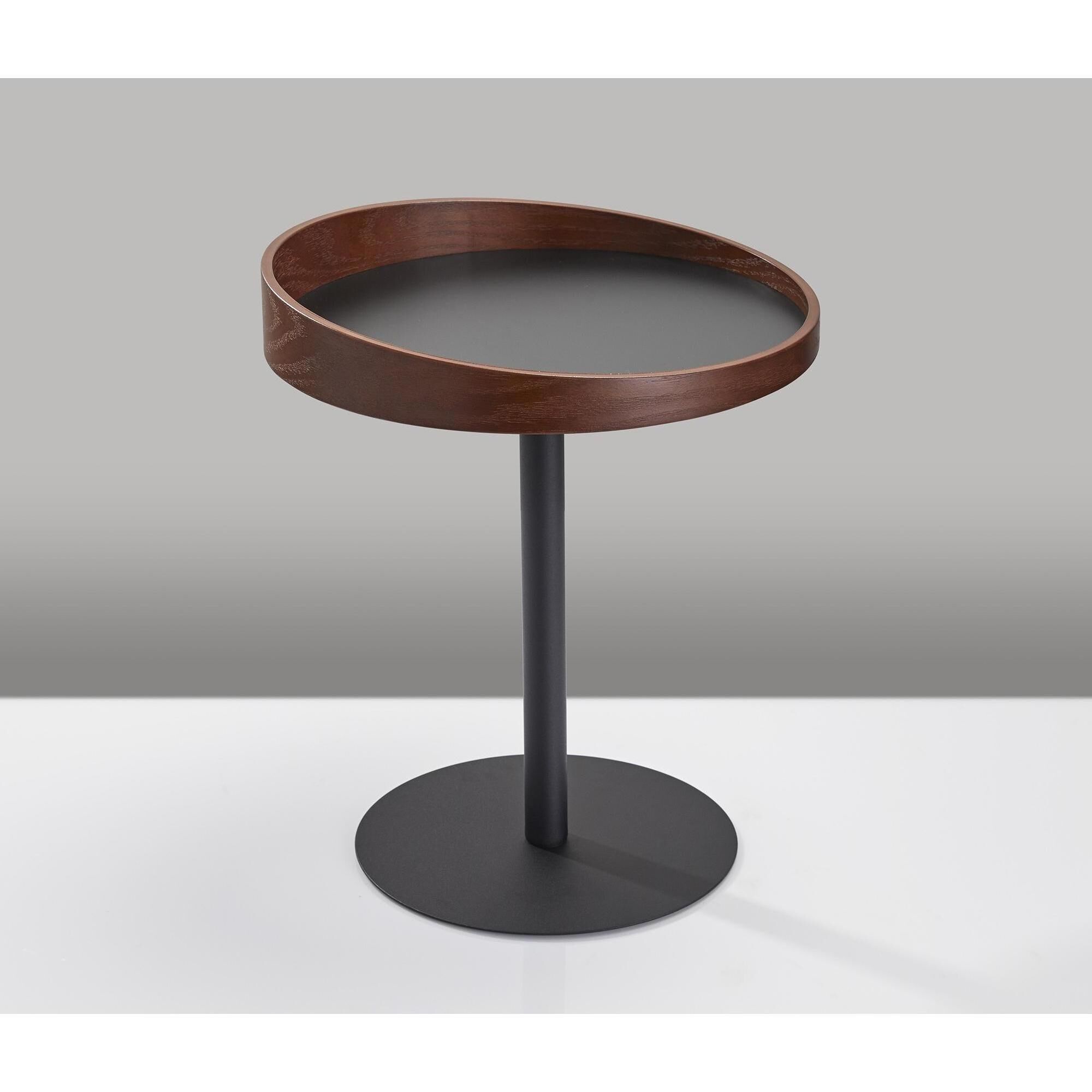 Crater 22 X 18 inch Black and Walnut Wood Veneer End Table