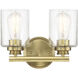 Neighborhood Bolden 2 Light 12.7 inch Satin Brass Vanity Light Wall Light in Clear Seeded