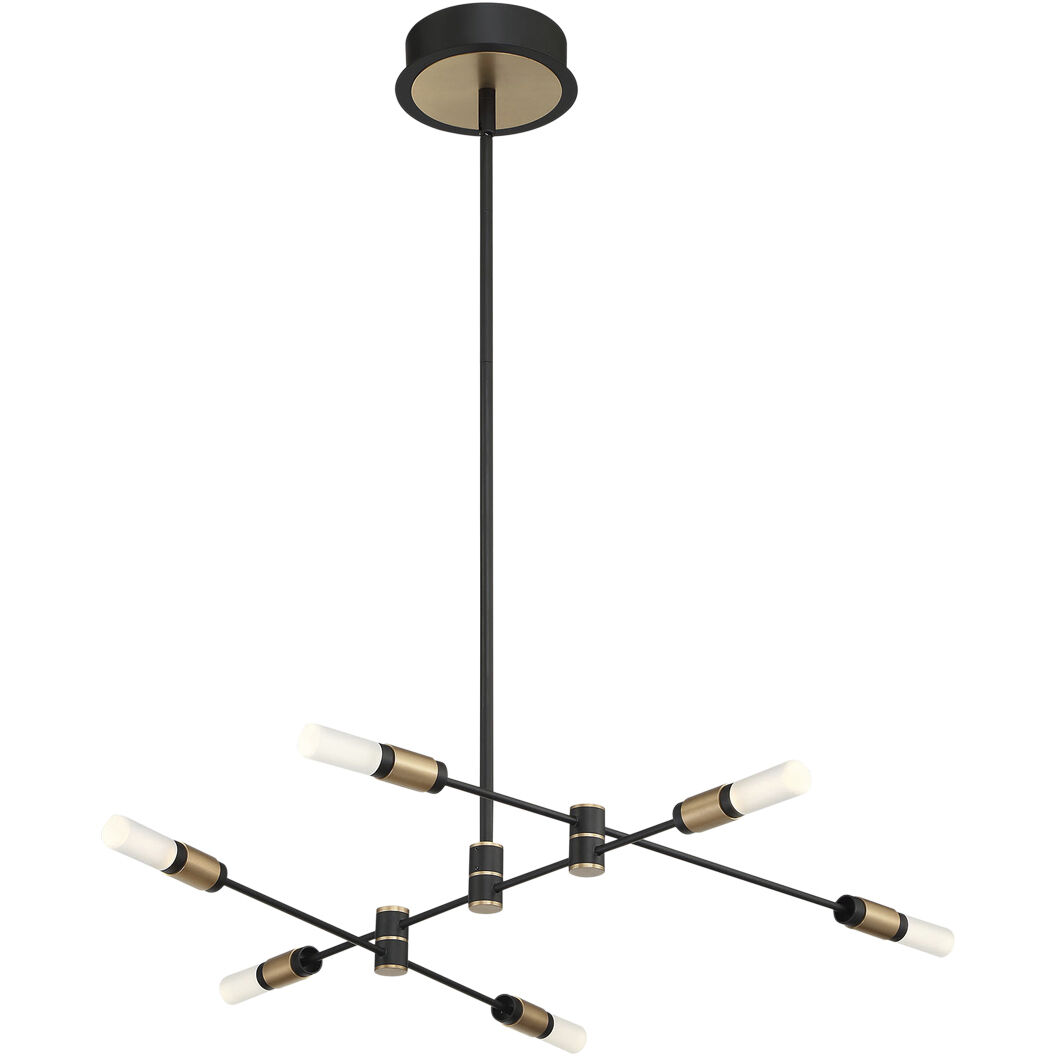Albany LED 31.5 inch Brass and Black Chandelier Ceiling Light