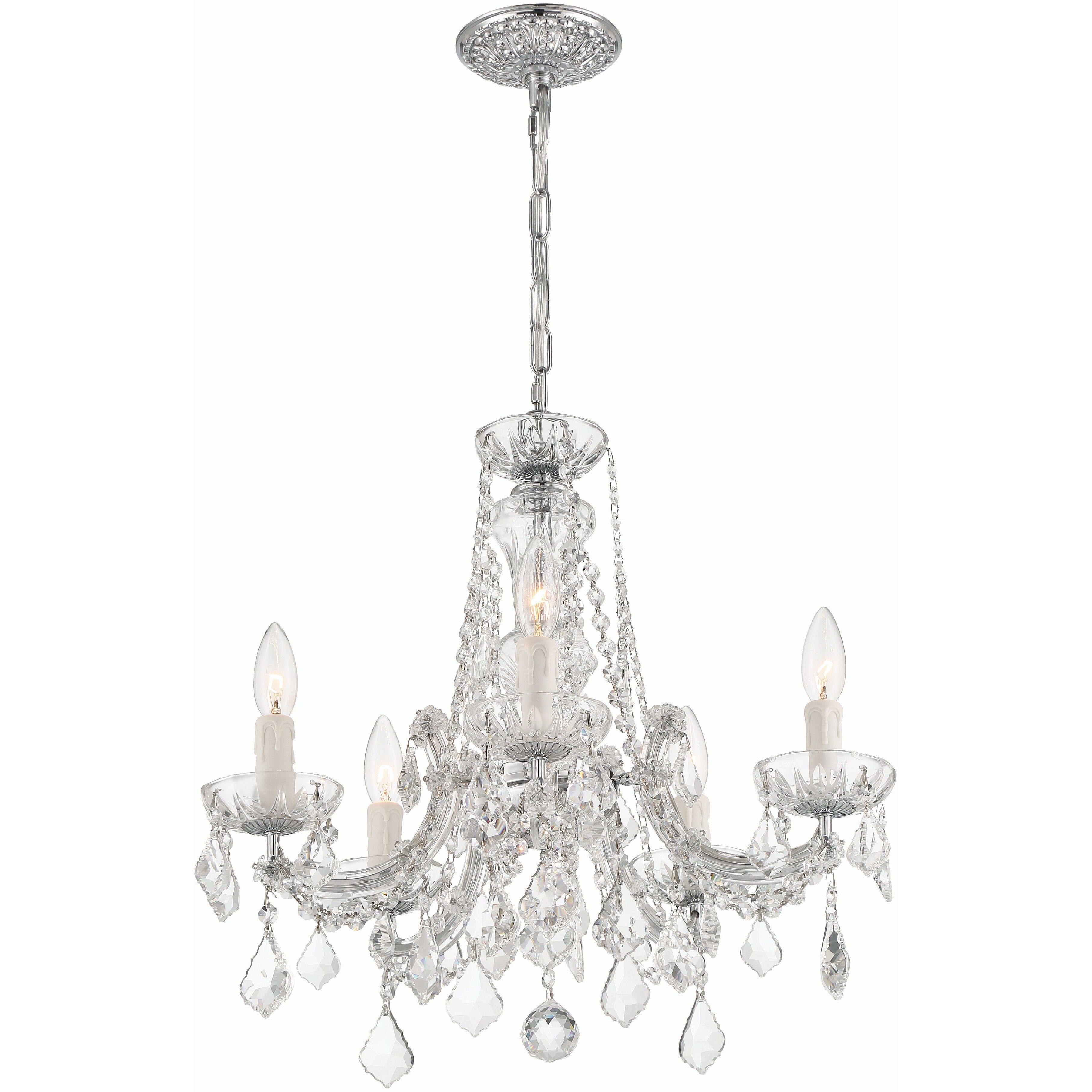 Maria Theresa 5 Light 20 inch Polished Chrome Chandelier Ceiling Light in Clear Hand Cut