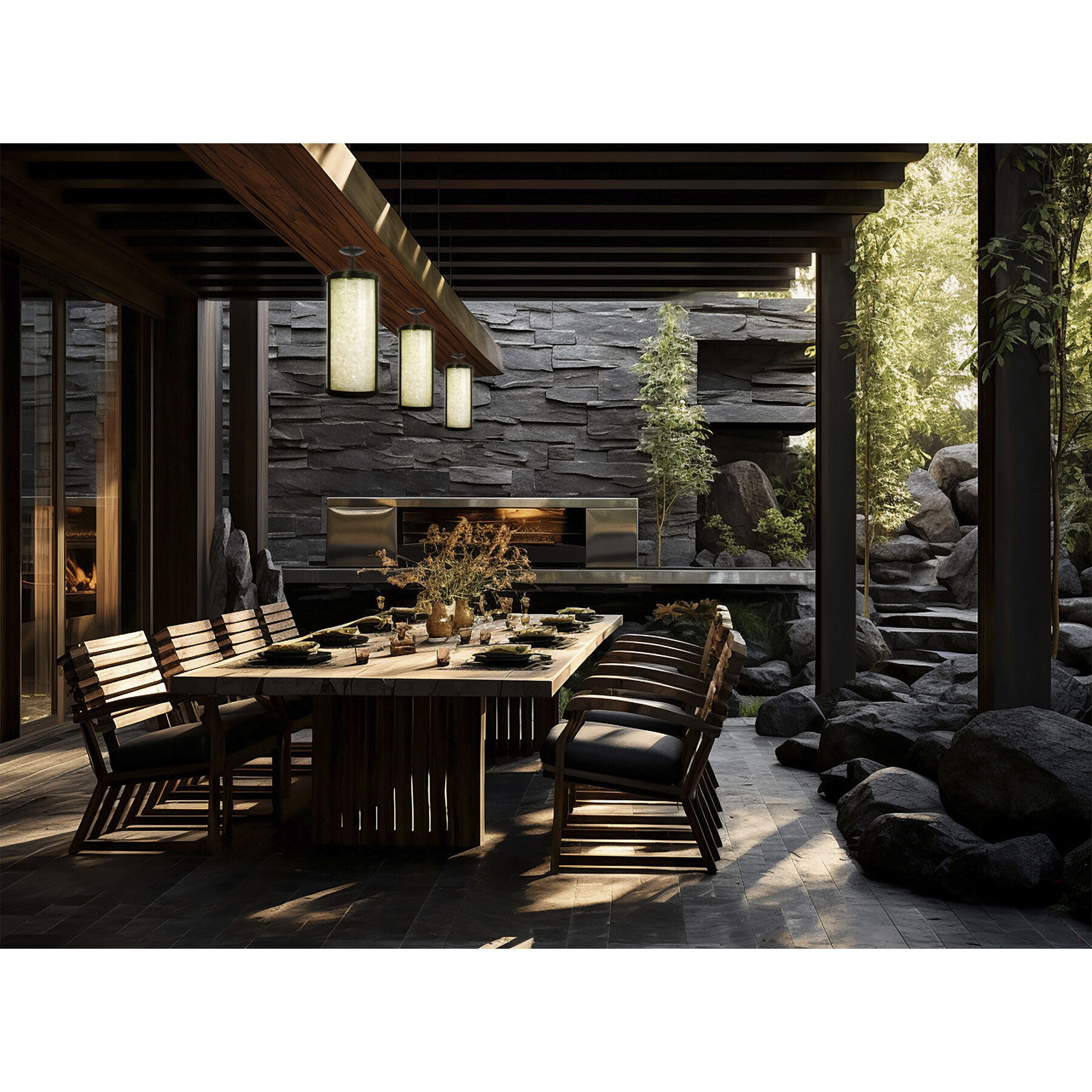 Great Outdoors Salt Creek LED 13 inch Coal Outdoor Pendant