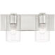 Zurich 2 Light 15 inch Brushed Nickel Vanity Sconce Wall Light