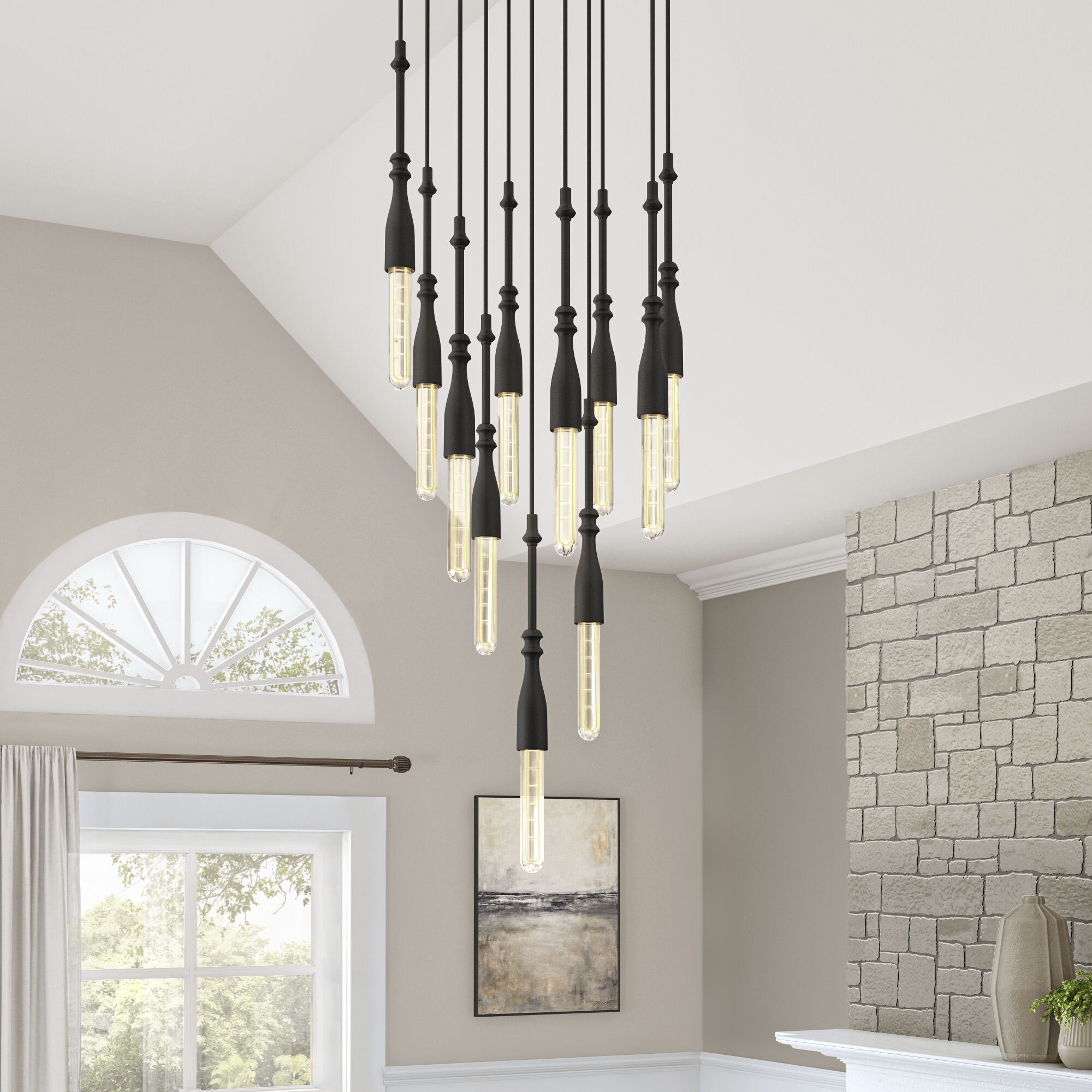 Louise 11 Light 15 inch Matte Black Chandelier Ceiling Light