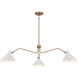 Vintage 3 Light 48 inch White and Natural Brass Pendant Ceiling Light in White with Natural Brass