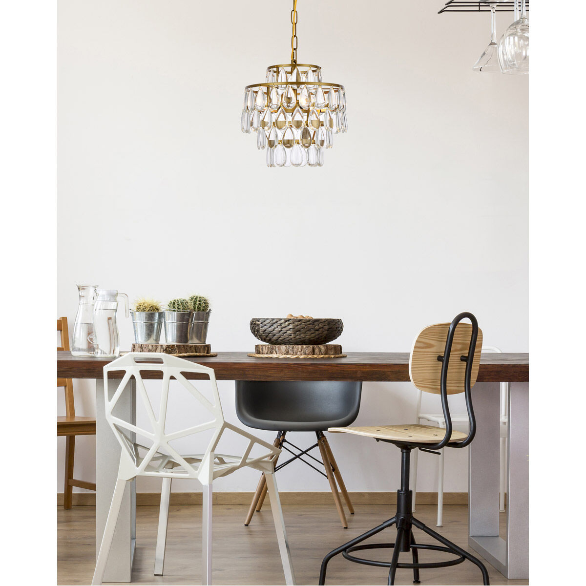 Mila 3 Light 12 inch Brass Pendant Ceiling Light