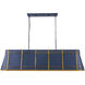 Brasserie 6 Light 62 inch French Blue and Heritage Bronze Linear Pendant Ceiling Light