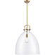 Newton Bell 1 Light 18 inch Brushed Brass Pendant Ceiling Light