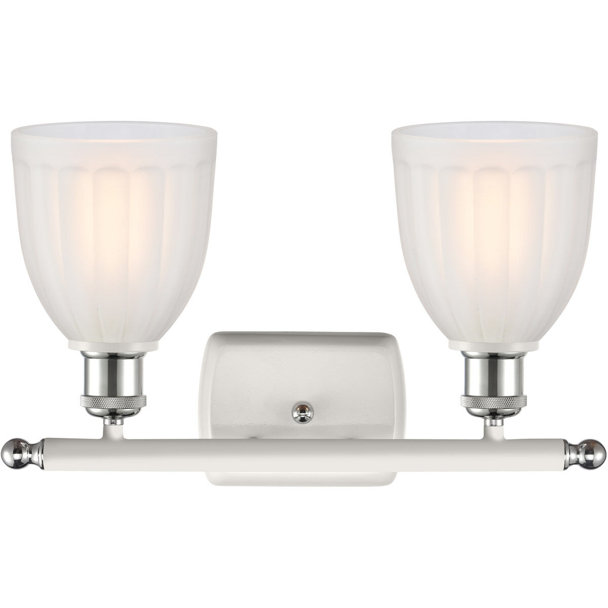 Ballston Brookfield 2 Light 16 inch White and Polished Chrome Bath Vanity Light Wall Light in White Glass, Ballston
