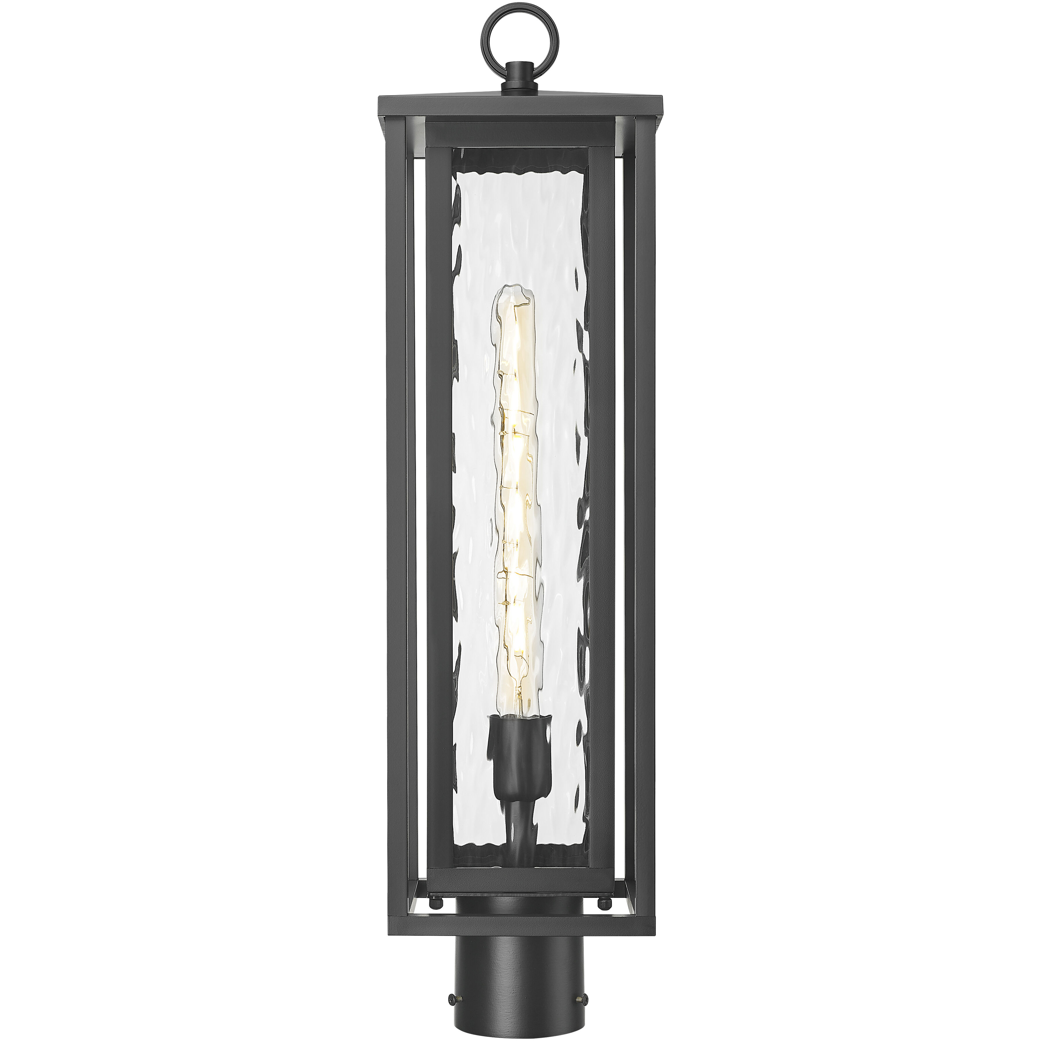 Ashland 1 Light 25.38 inch Matte Black Outdoor Post Lantern in Waterglass