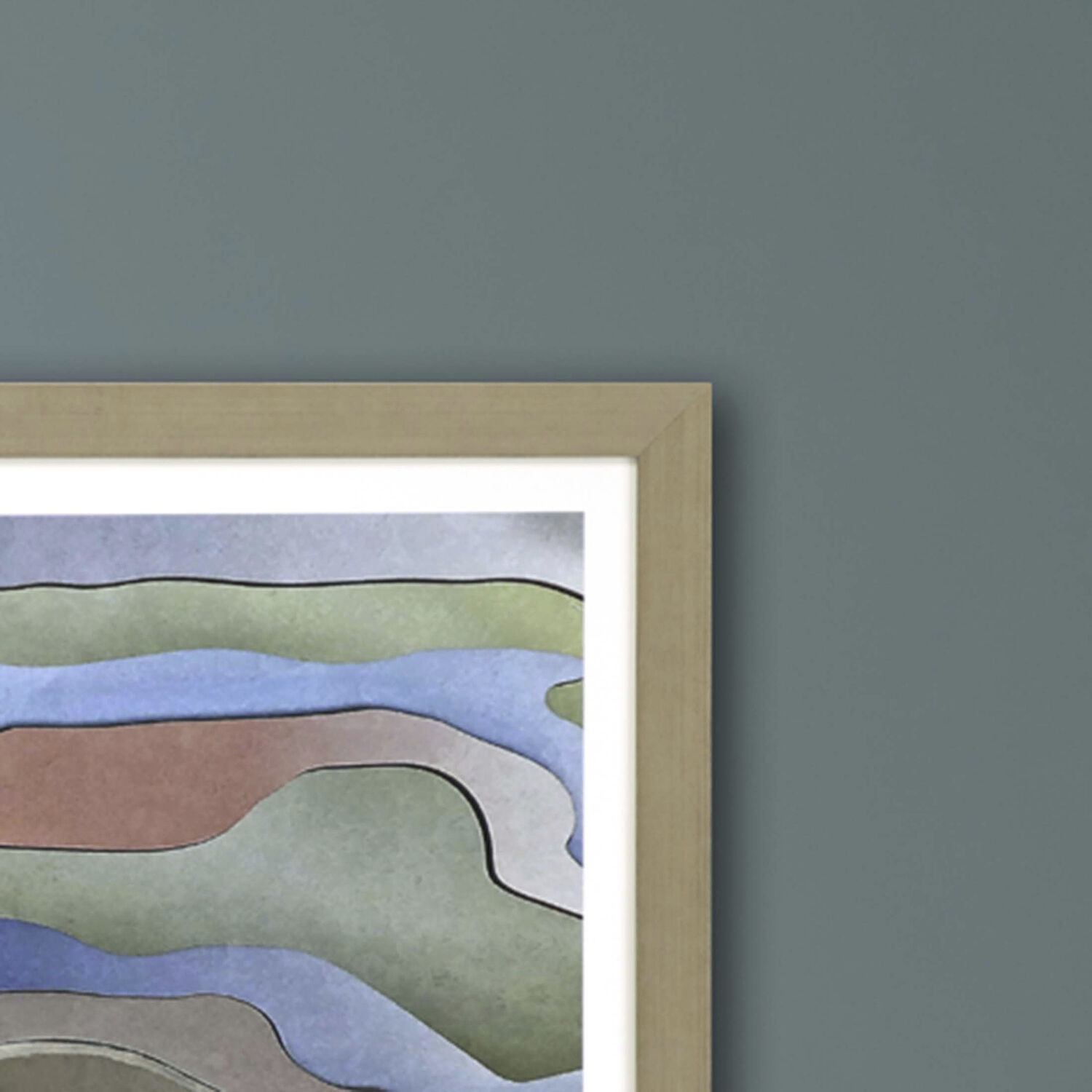 Abstract Multi and Green and Blue and Gray Framed Art