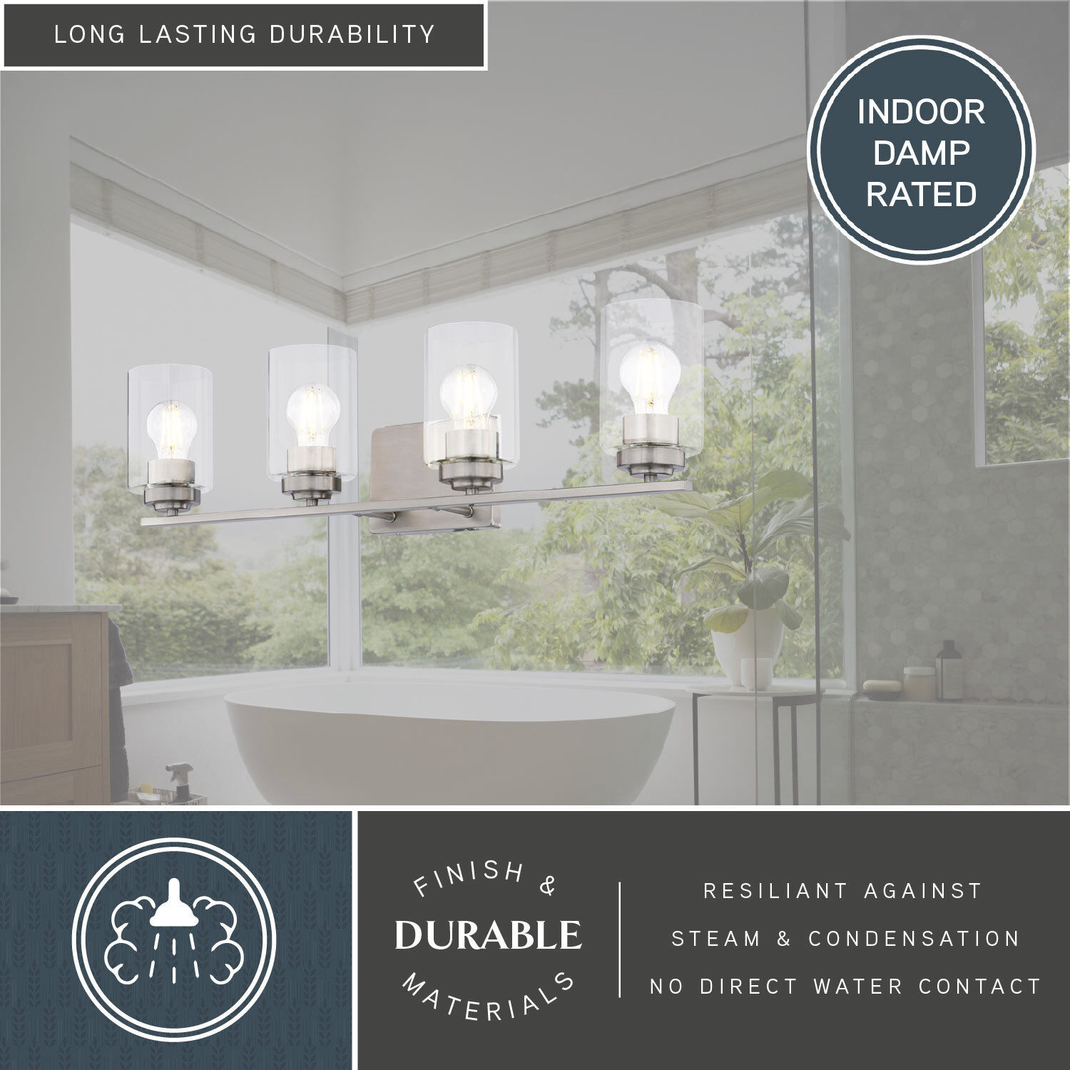 Park Ridge 4 Light 27.5 inch Satin Nickel Bathroom Light Wall Light