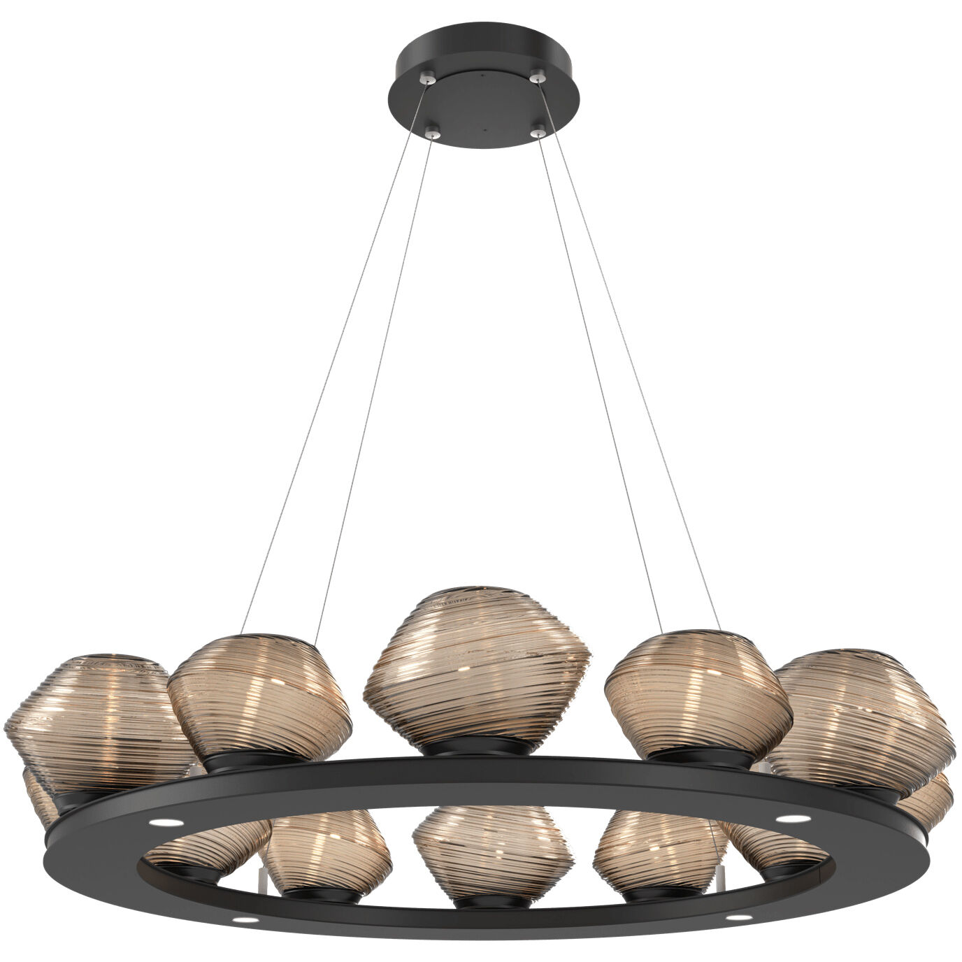 Mesa LED Matte Black Chandelier Ceiling Light, Ring