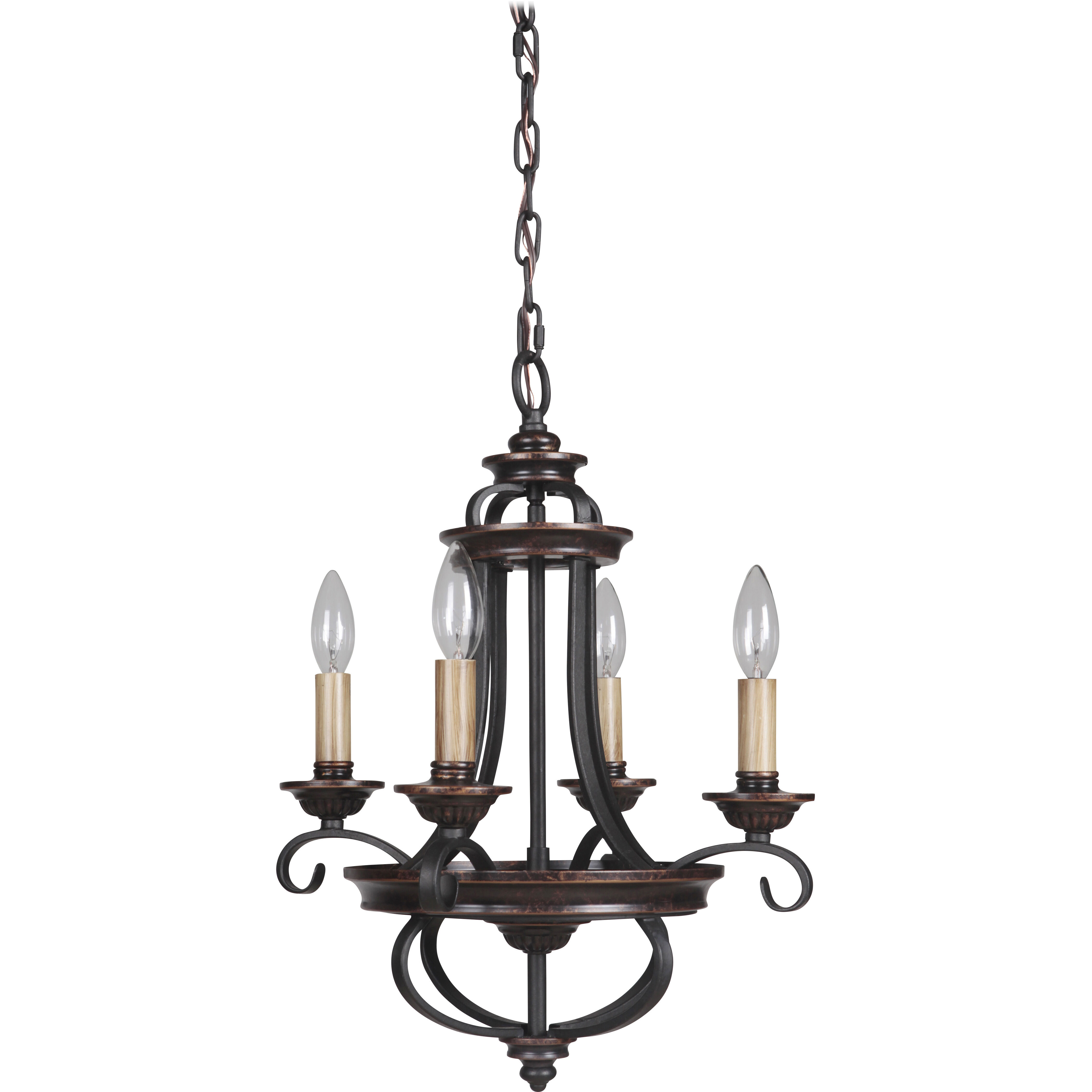 Stafford 4 Light 15 inch Aged Bronze/Textured Black Chandelier Ceiling Light