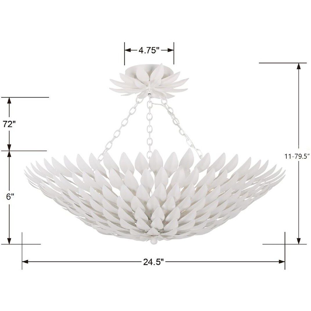 Broche 6 Light 24.5 inch Matte White Semi Flush Ceiling Light