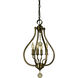 Dewdrop 4 Light 12 inch Antique Brass Pendant Ceiling Light