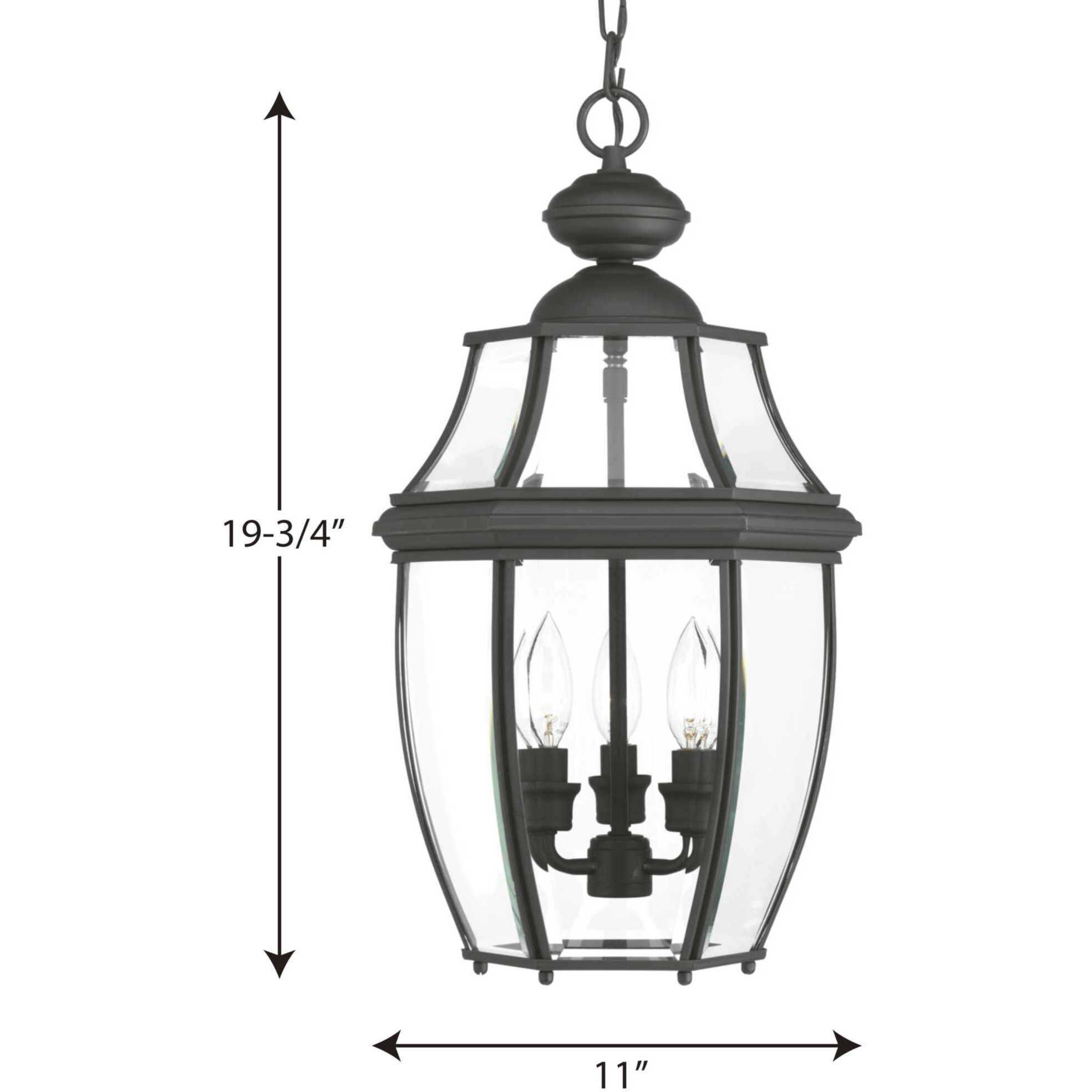 New Haven 3 Light 11 inch Textured Black Outdoor Hanging Lantern