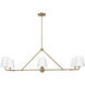 Xavier 6 Light 46 inch Vibrant Gold Linear Chandelier Ceiling Light in Vibrant Gold and White