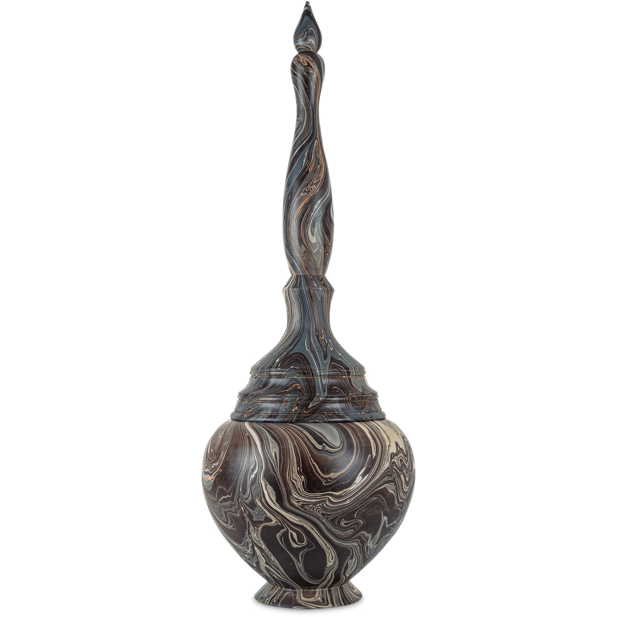 Marbleized Marbleized Brown Turret Box, Tall