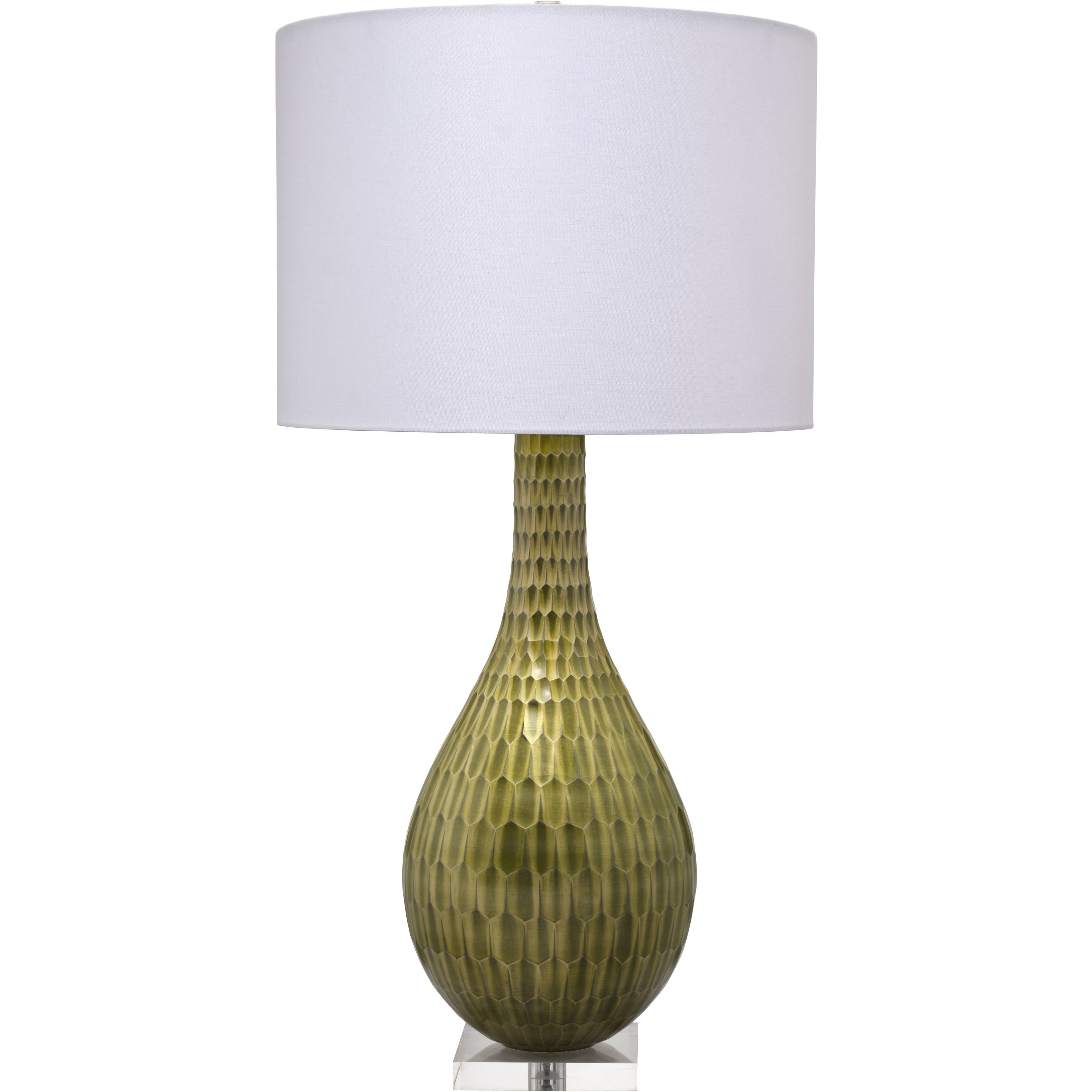 Serpentine 30.5 inch 150 watt Chartreuse Etched Table Lamp Portable Light, Inline