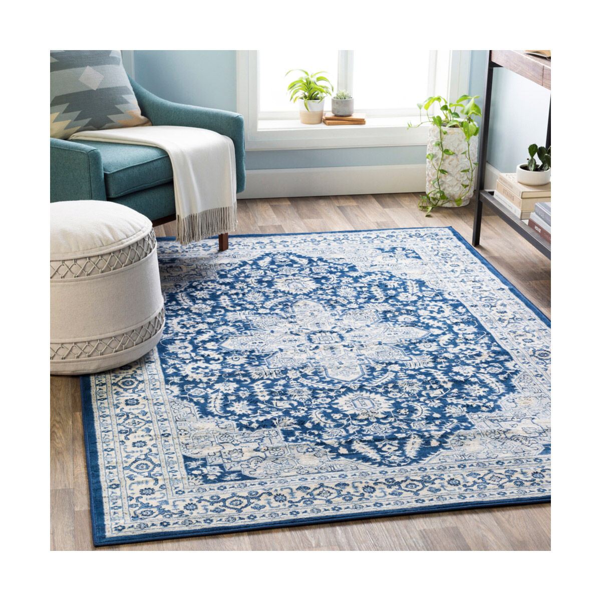 Monaco 87 X 63 inch Navy/Bright Blue/Cream/Silver Gray/Medium Gray Rugs