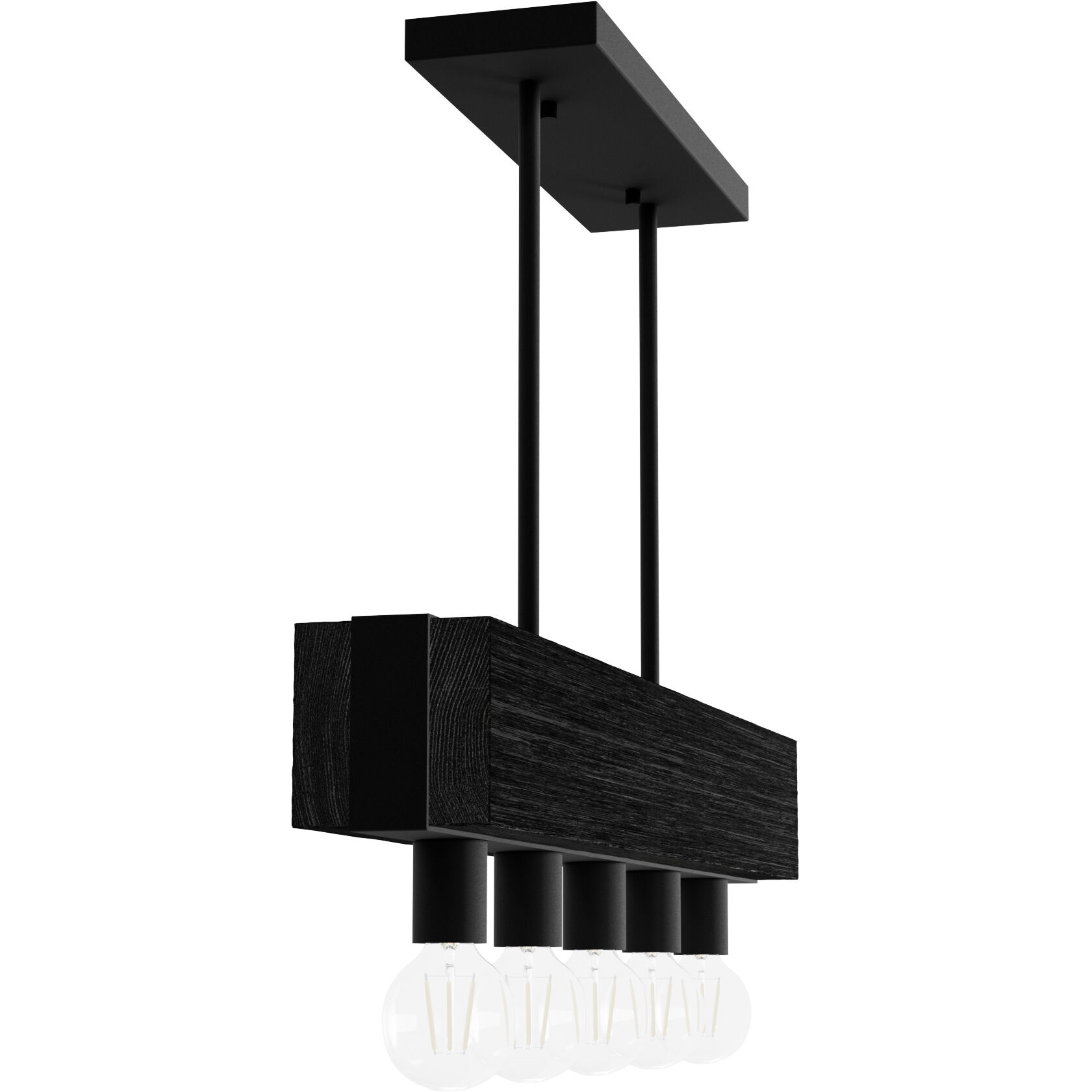 Donelson 5 Light 30 inch Natural Black Iron and Dark Ash Linear Chandelier Ceiling Light, Small