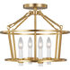 C&M by Chapman & Myers Marston 4 Light 16.38 inch Burnished Brass Semi Flush Mount Ceiling Light