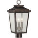 Irvington Manor 3 Light 18 inch Chelesa Bronze Outdoor Post Mount Lantern in Incandescent, Clear Seeded Glass, The Great Outdoors