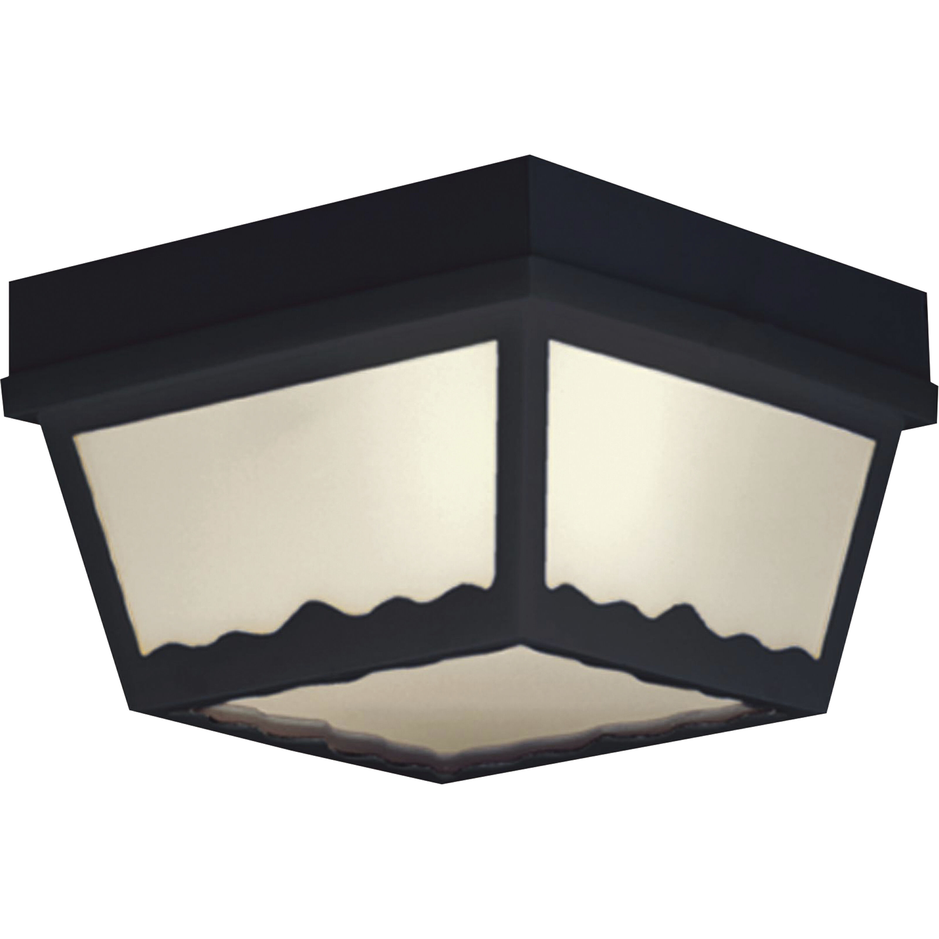 Wavy 1 Light 8 inch Black Outdoor Flush Mount