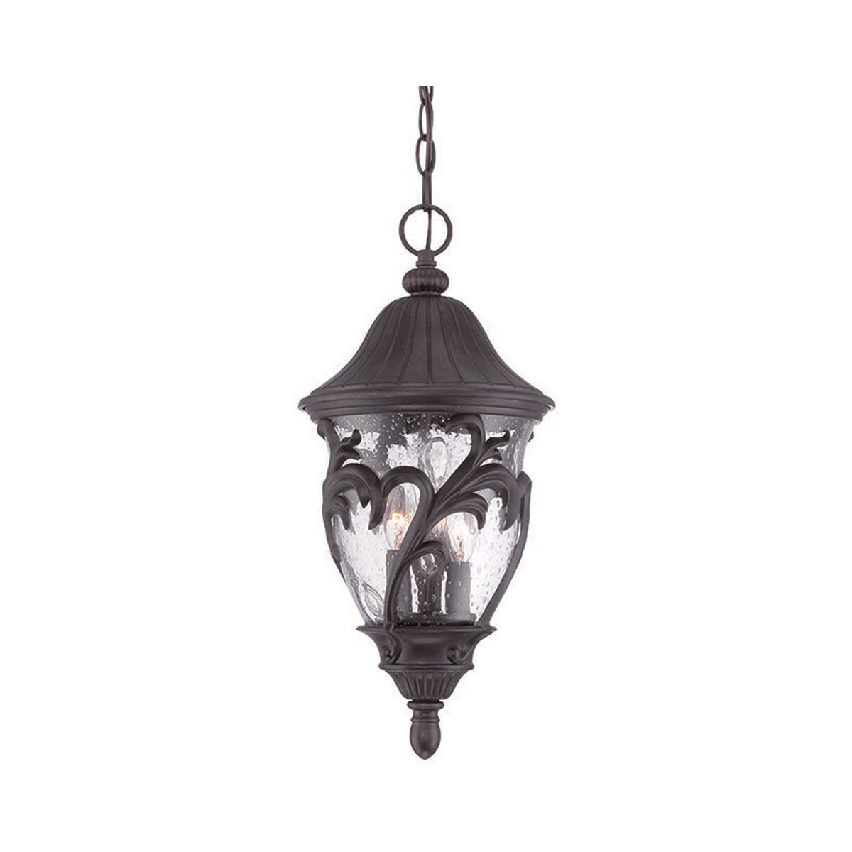 Capri 3 Light 9 inch Black Coral Exterior Hanging Lantern
