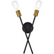 Armin 2 Light 4 inch Black and Brass Wall Sconce Wall Light