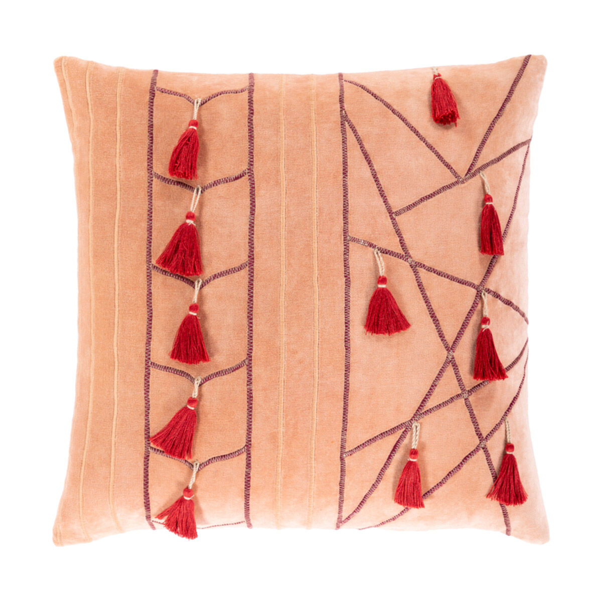 Moira 20 X 20 inch Camel/Dark Coral/Burgundy Pillow Kit, Square